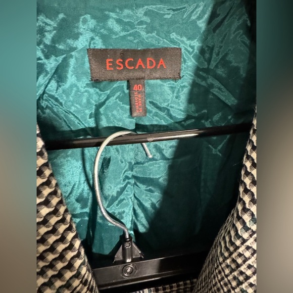 Escada Virgin Wool Black White Houndstooth Blazer Jacket Suit Set Womens EU 40 - Picture 4 of 15